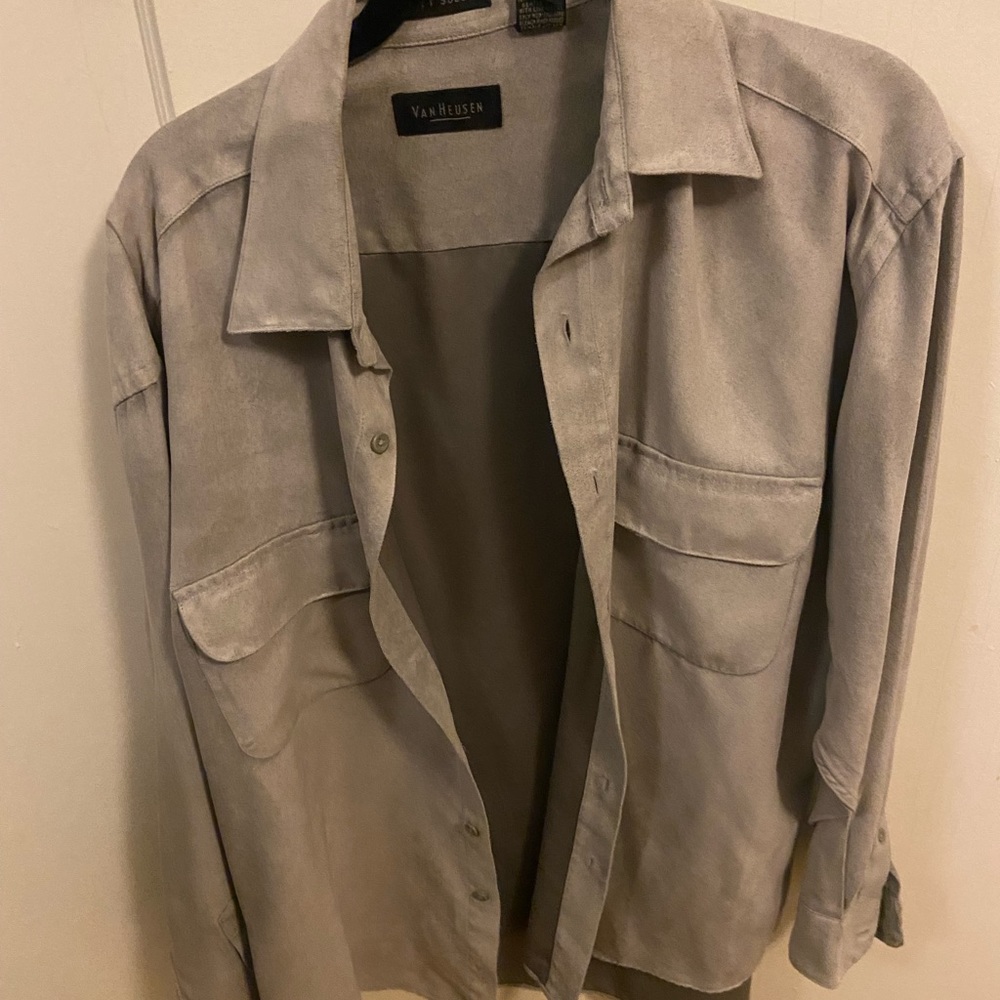 Van Heusen suede-style Gray Casual Button Down Shirt